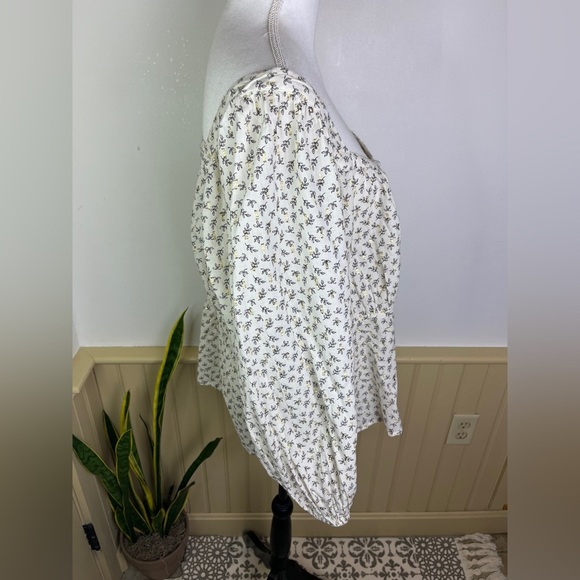 NWT Old Navy 2X Square Neck Ditsy Floral Peasant Blouse Cottagecore Fall Boho - Picture 8 of 12